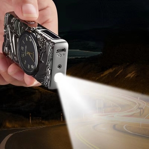 Jiaxin alta calidad a prueba de viento USB doble arco encendedor iluminación linterna encendedor recargable encendedor de cigarros con reloj - Product Image 4