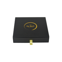 Boîte cadeau pour montre de luxe, papier spécial noir avec dorure à chaud, laminage mat, logo personnalisé, boîte d'emballage avec tiroir coulissant