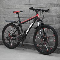 VENTE FLASH Vélo de montagne 2426 pouces VTT avec freins à disque doubles, fourche à suspension, 21 vitesses