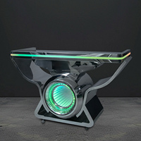 LiqVis - Mesa Móvil de Acero Inoxidable para Discoteca, con Espejo Abyss y Luces LED, para DJ, Fiestas, Clubes Nocturnos y Festivales de Música