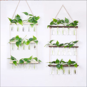 Cadre en bois de Style nordique Ins verrerie murale suspendue Test hydroponique fleur Tube Vase <span class=keywords><strong>pour</strong></span> salle de bain salon Vintage - Product Image 2