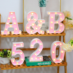 Numéro <span class=keywords><strong>O</strong></span> LED Lettre Lumières Rose Glitter Light Up Alphabet Signe Alimenté par Batterie pour Home Party Décoration Bar Mariage Anniversaire - Product Image 6