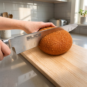 Cuchillo de Chef Gyuto Resistente con Hoja Dentada, Mango de Plástico, Diseño Moderno, Apto para Lavavajillas |   Uso en Panadería |   Sek Japan - Product Image 3