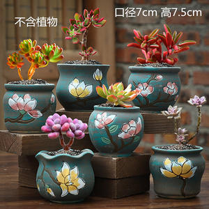 Pot <span class=keywords><strong>de</strong></span> fleurs succulentes en pierre <span class=keywords><strong>de</strong></span> <span class=keywords><strong>poterie</strong></span> Maifan, peint à la main, tournesol, Cactus, jardinière, grès, argile, pour la décoration, livraison directe - Product Image 6