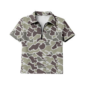 Haut d'été pour femme adulte, personnalisé, camouflage olive, manches courtes, fermeture éclair, anti-plis, vente en gros, GT1596 - Product Image 2