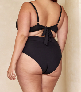 Vente en gros directe usine OEM Logo personnalisé Noir Spandex Nylon Balconette à armatures Taille haute Deux pièces Maillot de bain bikini pour femme - Product Image 4