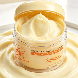 Masque capillaire à la kératine et à l'huile d'argan, traitement hydratant pour cheveux secs et abîmés, masque lissant anti-frisottis pour usage quotidien en salon - Product Image 2