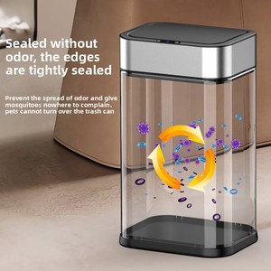 <span class=keywords><strong>Poubelle</strong></span> à induction intelligente à 360° en acier inoxydable, grande capacité 30L/40L/50L, rechargeable, avec roues, pour bureau, chambre, intérieur - Product Image 4