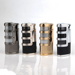 2025 nouveau design trois flammes métal rechargeable coupe-vent triple allume-cigare pas cher avec poinçon - Product Image 5