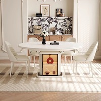 Ensemble de table et de chaises de salle à manger ronde extensible en bois moderne de luxe, 4, 6, 8 places, designs de meubles blancs multifonctionnels