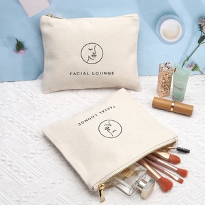 Eco Friendly Custom Logo Printed Cotton Blank Zipper Pouch <b>Make</b> <b>up</b> <b>Bags</b> Travel Plain Cotton Canvas Makeup Cosmetic <b>Bag</b> - Product Image 1