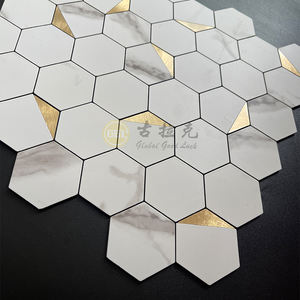 Décoration moderne hexagone PVC <span class=keywords><strong>vinyle</strong></span> auto-adhésif mosaïque autocollant peler et coller dosseret carreaux pour cuisine salle de bain chambre mur - Product Image 4