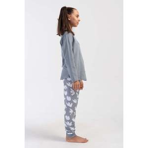 Ensemble de pyjama pour filles, col 2-Yard Neck, manches longues, poignets ovales, uni, à carreaux, à rayures, chaud et confortable pour l'automne et le printemps, tailles 9-10/15-16 - Product Image 2