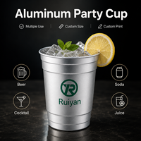 Gobelet en aluminium réutilisable, léger, en métal, avec logo personnalisé pour la bière, les sodas, les jus et les boissons froides