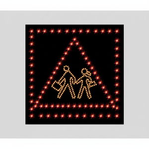 Señal de Tráfico Reflectante para Cruce Escolar B-14b de 65 x 65 cm, con LED y Energía Solar, Advertencia de Seguridad para Carreteras - Product Image 2