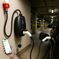 Chargeur rapide pour véhicules électriques contrôlé par application, triphasé 32A 22kW, prise IEC 62196 Type 2