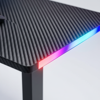 Bureau d'ordinateur de jeu à hauteur réglable avec éclairage LED RGB, porte-gobelet et crochet pour casque, table assise-debout pour étudiants