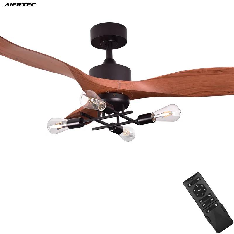 Indoor Outdoor Modern 52'' 3 Abs Blades Flush Mount Remote Control Led Ceiling Fans Light Ceil With Light Remote Control