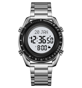 SKMEI 2143 relojes digitales árabes de acero inoxidable dirección islámica Qibla <span class=keywords><strong>Al</strong></span> Azan reloj de pulsera para oraciones musulmanas reloj Azan - Product Image 4