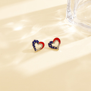 American Independence Day Bowknot <b>Stud</b> Earrings Fashion European and American Style Super Sparkly Personalized Party Earrings - Product Image 6