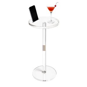 Venta al por mayor de fábrica, multiusos con soporte para teléfono, mesa auxiliar redonda pequeña para mesas de centro de acrílico espacial para muebles de sala de estar - Product Image 1