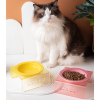Bols à nourriture et à eau pour chat en céramique moderne de haute qualité, 250 ml, forme arrondie, imperméables, antidérapants, motif uni, emballage en boîte