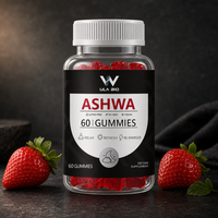 Gummies à l'ashwagandha pour le bien-être, saveur fraise, végétaliennes, sans OGM, complément alimentaire, OEM, marque privée