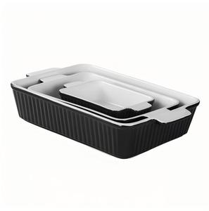 Plaques de cuisson rectangulaires personnalisées, ensembles de vaisselle nordique, ustensiles de cuisson compatibles micro-ondes, plateaux de cuisson, plats de cuisson en <span class=keywords><strong>céramique</strong></span> - Product Image 5