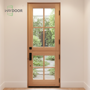 Portes d'entrée en bois massif de chêne africain et d'acajou, style ferme, personnalisées, avec panneaux en verre, pour maison, finition extérieure en bois, <span class=keywords><strong>porte</strong></span> hollandaise - Product Image 1