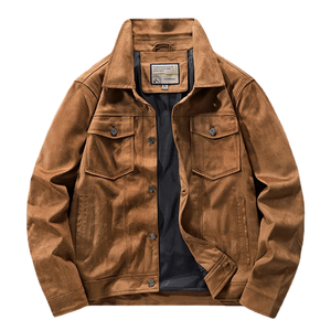 Blouson universitaire homme style cowboy streetwear automne, en microfibre peignée écologique, fin, boutonné, avec logo frontal unique, style anglais - Product Image 2