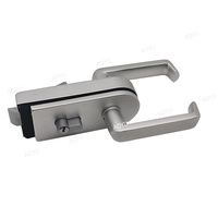 Ensemble de verrouillage de poignée de porte battante en verre sans cadre de conception moderne poignée à levier avec clip en aluminium serrure centrale de porte en verre pour utilisation sous la douche