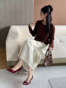 Nuove Scarpe da Donna Primavera 2025 con Tacco Alto Rosso, Punta Affusolata, Stile Francese Elegante, Tacco Sottile Nero, Scarpe Open-Toe - Product Image 6