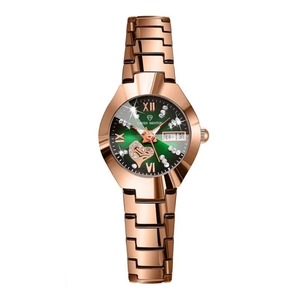 Reloj de Cuarzo de Lujo para Mujer, Esfera con Diamantes en Forma de Corazón, Correa de Acero Inoxidable, Doble Calendario, Manecillas Luminosas, Resistente al Agua - Product Image 1