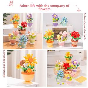 NOUVEAU 1:72 40-Piece Building Blocks Flower Bouquet Potted Plant Small Particle Assembly Toy Unisex Sunflower Valentine's Day - Product Image 5