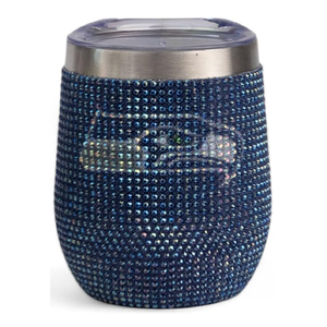 Maßgefertigter Hochwertiger Edelstahl U-förmiger Becher Weinglas Seattle Seahawks 12oz Strass-Design Tragbarer Becher - Product Image 1