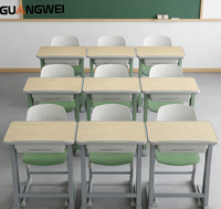 Table d'étude en acier et bois de bonne qualité GUANGWEI, mobilier scolaire pour lycée, bureau et chaise pour étudiants