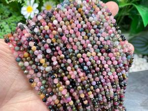 Cuentas de Turmalina Natural de Colores, Facetadas y Redondas, de 2mm, 3mm y 4mm, Cuentas Sueltas para la Fabricación de Joyas, Pulseras, Venta al Por Mayor - Product Image 6
