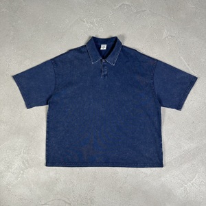 Camiseta de hombre oversize de algodón tejido de 280 g/m² con efecto salpicado de pintura, lavado vintage y desgastado, estilo casual holgado para streetwear. - Product Image 2