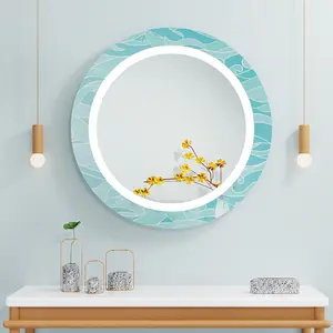 Elegante japonés y Corea estilo montado en la pared de espejos decorativo redondo espejo de maquillaje con luz