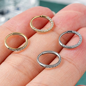 Toposh F136 titane <span class=keywords><strong>anneau</strong></span> de Segment articulé avec face avant pavé Zircons cerceau nez <span class=keywords><strong>anneau</strong></span> hélice oreille nez Septum Piercing bijoux - Product Image 1