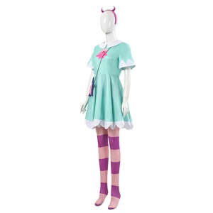 Lindo vestido <span class=keywords><strong>de</strong></span> cosplay <span class=keywords><strong>de</strong></span> princesa verde menta para <span class=keywords><strong>mujer</strong></span> con estampado <span class=keywords><strong>de</strong></span> <span class=keywords><strong>pulpo</strong></span>, calcetines a rayas y bolso con estrellas - Product Image 2