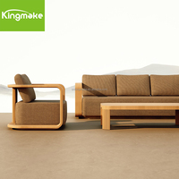 Luxe 4 pièces extérieur en bois Villa patio canapé ensemble de meubles coussin épais hôtel jardin canapé teck mobilier d'extérieur