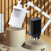 Cargador Rápido GaN PD de 30W Personalizado con Enchufe para Reino Unido, Certificado UKCA, Adaptador de Carga de Doble Puerto A+C, Compatible con Teléfonos Inteligentes iPhone