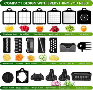 Cortador de verduras multifuncional 22 en 1, picadora de cebolla, cortador de huevos con contenedor, cortador de patatas fritas - Product Image 2
