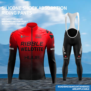 Combinaison de cyclisme pour VTT/vélo de route - Maillot à manches longues et collants multicolores (port toute saison) - Product Image 2