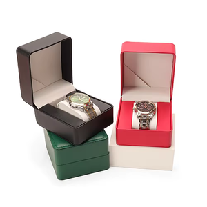 Boîte d'emballage de montre de luxe personnalisée avec logo en relief, en carton gris rigide haut de gamme avec doublure en éponge, noir et rouge, fournie directement par l'usine - Product Image 6