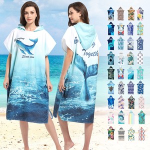 Avoir Stock Floral Motif Microfibre Surf Poncho Super Absorbant À Capuche Portable Serviette Robe pour Changer Voyage Serviette De Plage - Product Image 1