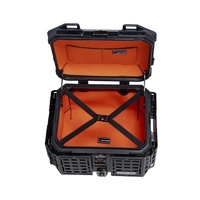 Boîte à bagages arrière pour moto et scooter en alliage d'aluminium noir blindé multifonction 45L, boîte de rangement pliable