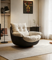 Canapé pivotant simple VOXHOME Shell, style minimaliste italien, fauteuil de détente en tissu, mobilier de salon, fabrication sur mesure