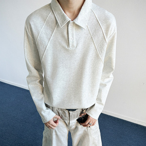 Polo de Algodón Mamba para Hombre, Estilo Americano, <span class=keywords><strong>Cuello</strong></span> Regular, Manga Larga, Color Sólido, Otoño - Product Image 2